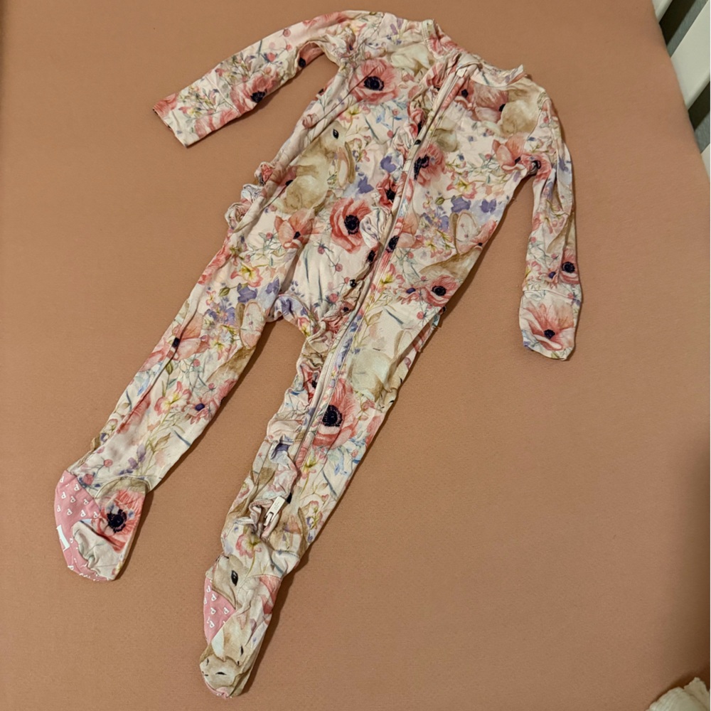 Posh Peanut Everly Rose Footie Ruffle Zipper